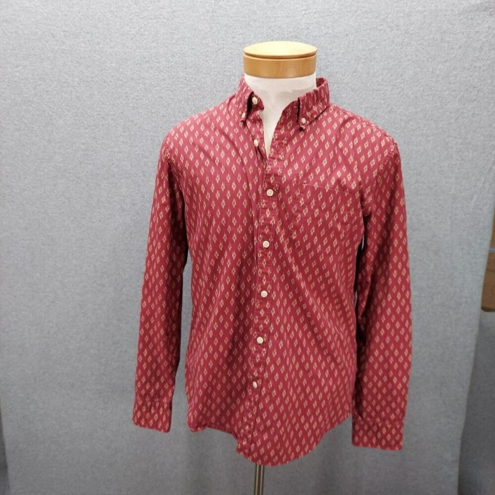 American Eagle Outfitters Classic Fit Rust Geometric Button Shirt Men’s Medium